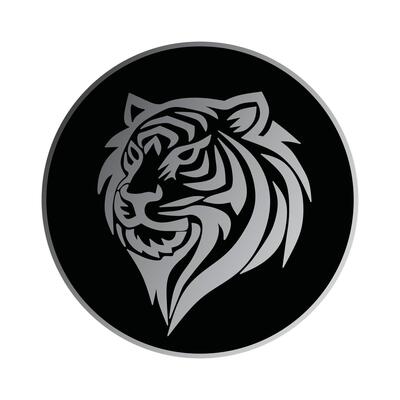 Stylized Monochrome Tiger Logo With Circular Background Design