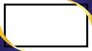 abstract layout featuring a white center with black rectangular frame, curved gold wave accents, and dark blue corners, ideal for poster design, ads, and modern presentation templates. vector