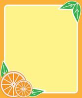 Bright Orange and Yellow Frame with Citrus and Leaf Patterns vector