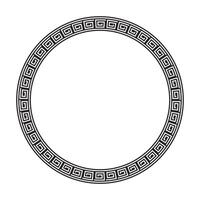 geometric frame featuring a circular Greek key border in black on white, ideal for label design, certificate seals, vintage logos, and ornamental decorative applications. vector