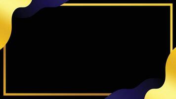 abstract design with black center, gold frame, and wavy gold-blue edges, featuring a modern layout ideal for banners, social media graphics, ads, and elegant digital presentations. vector