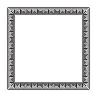 geometric design with a square Greek key border in black on white, featuring traditional symmetry ideal for label design, vintage packaging, logo decoration, and certificate layouts. vector