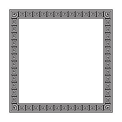 geometric design with a square Greek key border in black on white, featuring traditional symmetry ideal for label design, vintage packaging, logo decoration, and certificate layouts.