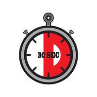 Illustration of a Stopwatch Marked with 30 Seconds in Red and White vector