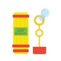 Bubble with soap bubbles. of a plastic bottle with soap bubbles, childrens game vector