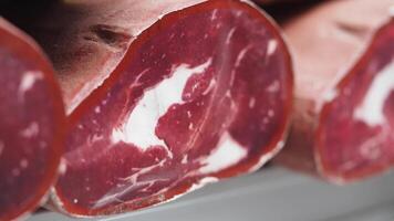 Discovering traditional cured meats in a local market video