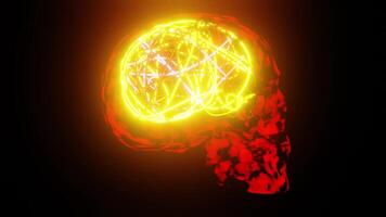 Rotated Red skull with bright mind 4K background video
