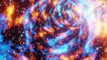 A spiral galaxy with bright blue and orange swirls 4k VJ loop background video