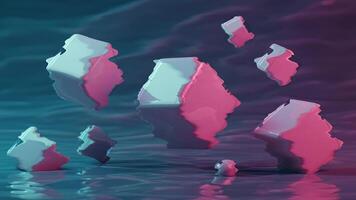 Abstract Floating Cubes in Neon Light. video