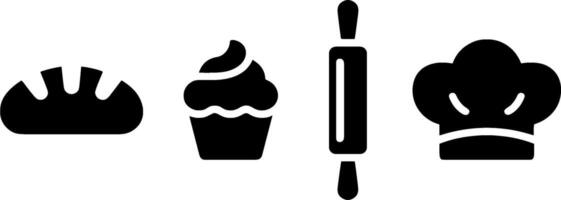 Bakerys Bread Cupcake Rolling Pin Chef Hat Set vector