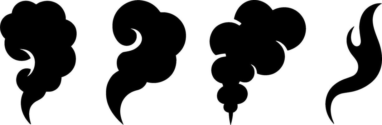 Black Smoke Cloud Shapes Set Fire Smoke Emissions