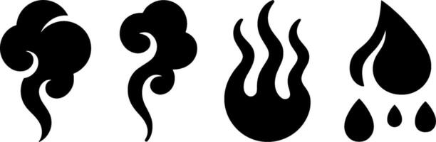 Fire Smoke Water Drop Set for Weather Energy Concepts vector