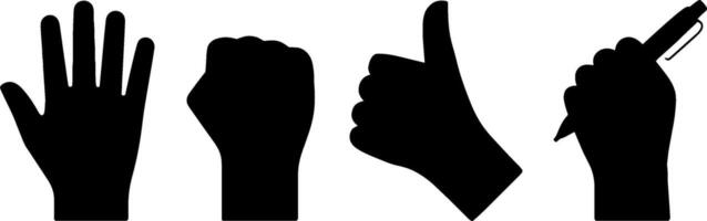 Hand Gesture Silhouettes Open Fist Thumb Up Writing Pose vector