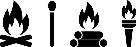 Camping Campfire Matchstick Burning Torchs vector