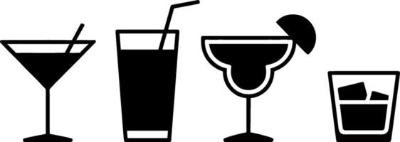 Cocktail Drink Glassess Set Bar Beverage Symbols vector