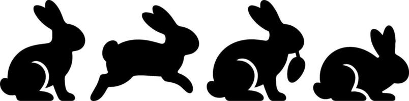 Silhouette Bunny Rabbit Set Animal Spring Easters vector