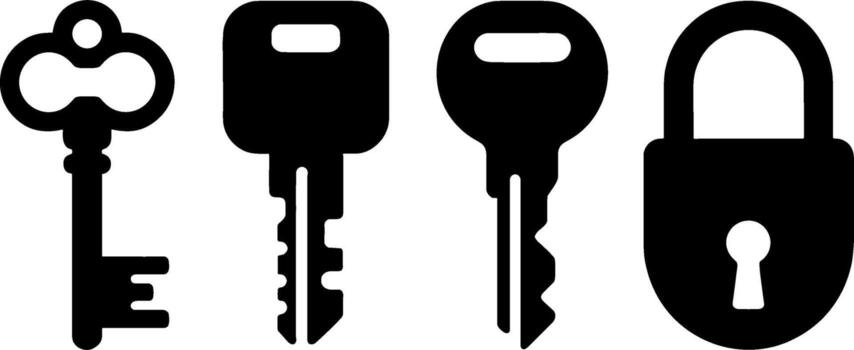 Different Key Shapes Set Lock Security Concept vector