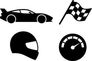 Race Car Helmet Speedometer Checkered Flag Motorsport Set vector