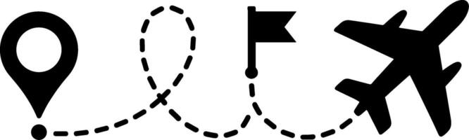 Airplane Flight Path Route Location Pin Travel vector