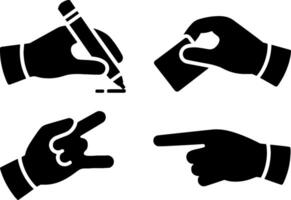 Hand Gestures Set Writing Pointing Rock Sign Voting vector