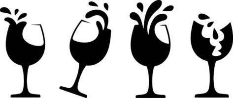 Breaking Wine Glass Splash Pouring Sequence Set vector
