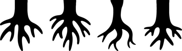 Set Tree Root Silhouettes Different Shapes Nature Elements vector