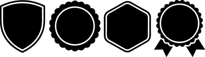 Simple Badge Shape Set Shield Circular Hexagon Award Ribbon vector