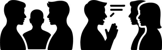 Silhouette Group Discussion Profiles Communication Concept vector
