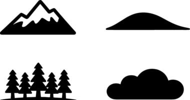 Minimalist Mountain Hill Pine Trees Cloud Natures vector