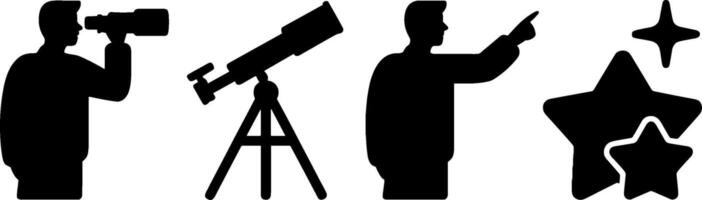 Astronomer Looking Through Telescope Star Gazing Observations vector