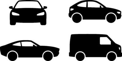Car Front Side Profile Van Silhouette Set For Transport Concepts vector