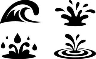 Water Splash Wave Liquid Dropss Set vector