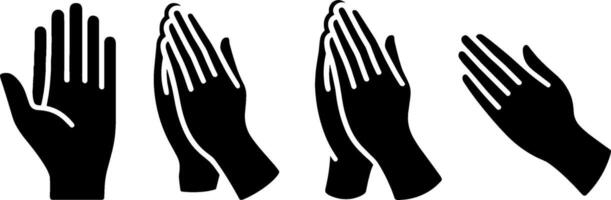 Hand Gesture Set Palm Prayer Clapping Applause vector
