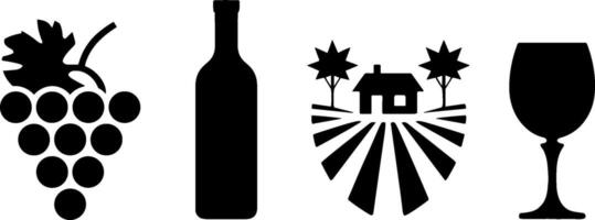 Grape Cluster Wine Bottle Vineyard Farmhouse Glass Set vector