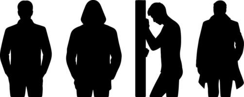 Silhouetted Men Standing Different Poses Urban Style vector