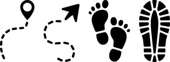 Footprint Trail Map Navigation Path Hiking Route Concept vector