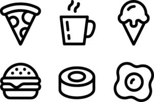 Simple Foods Set Pizza Coffee Ice Cream Burger Sushi Egg vector