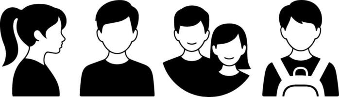 Silhouette People Avatars Profiles Social User Symbols vector