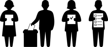 Voting Process Silhouettes Ballot Box Checkmark Checklist vector