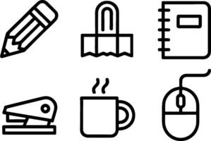 Office Suppliess Set Pencil Stapler Notebook Mouse Coffee Clip vector
