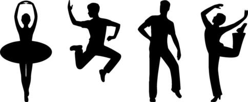 Dance Silhouette Set Ballet Jazz Tap Performance Poses vector