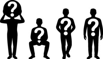 Silhouette People Question Marks Concept of Uncertainty vector