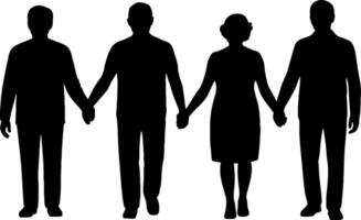 Silhouette People Holding Hands Unity Connection Concept Social Support vector