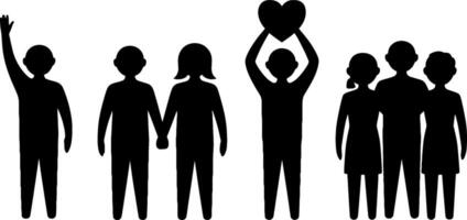 Silhouette People Group Holding Heart Symbol Unity Concept vector