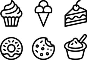 Desserts Set Cupcake Ice Cream Cake Cookie Doughnut vector