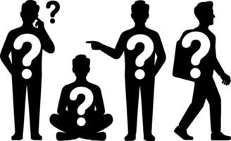 Silhouette People Question Mark Concept Confusion Decision Making vector