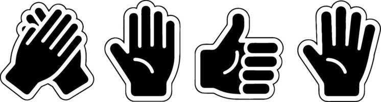 Hand Gestures Clap Wave Thumbs Up Palm Raised vector