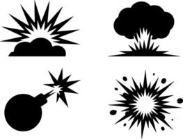 Explosion Bursts Set Bomb Nuclear Blast Fireworks Effects vector