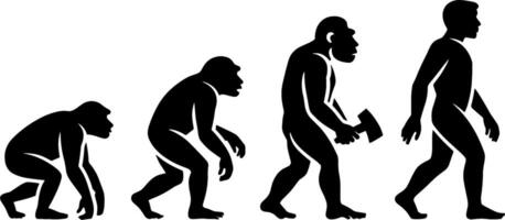 Human Evolution Silhouette Progression Tool Use Concept vector