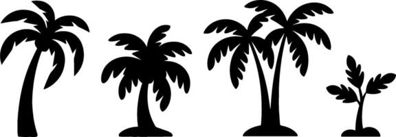 Silhouette Palm Trees Set Tropical Beach Natures vector